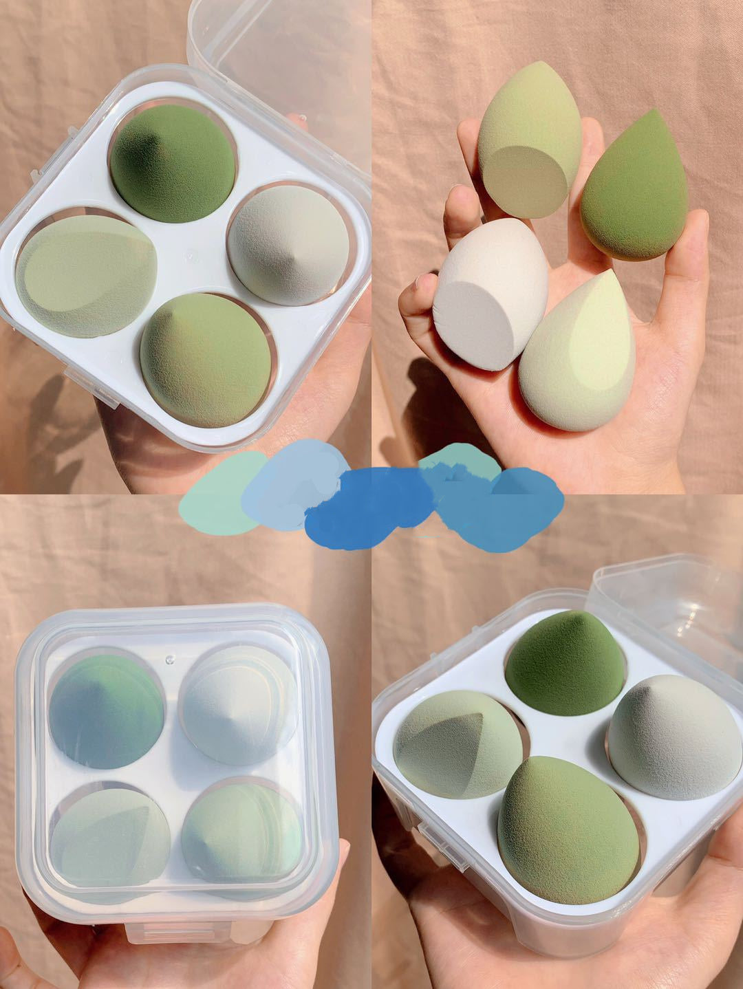 Pack de 4 Éponges Maquillage – Douceur & Précision en Série