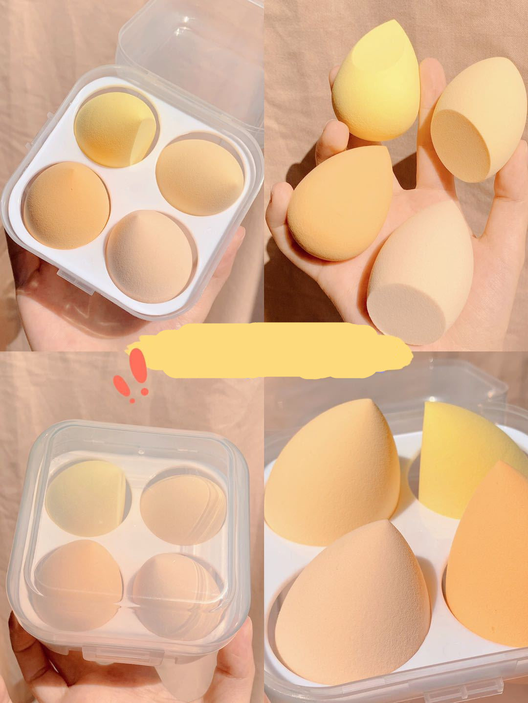 Pack de 4 Éponges Maquillage – Douceur & Précision en Série